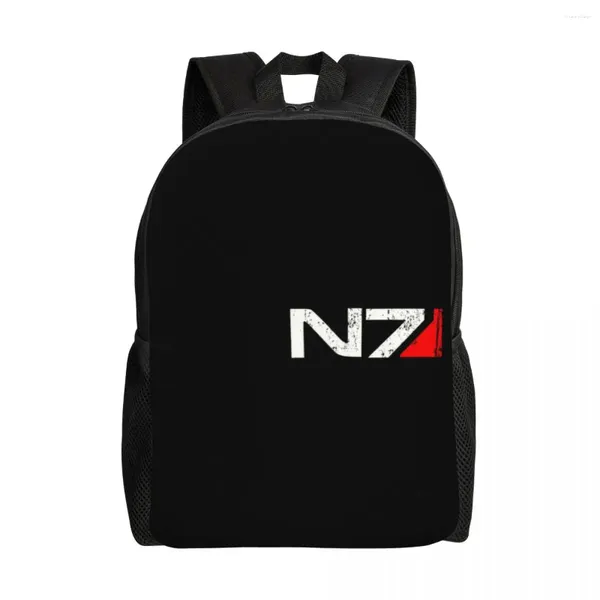 Bolsas escolares Mass Effect N7 Armor Travel Mochila Hombres Mujeres Laptop Bookbag Alliance Militar Videojuego de videojuegos