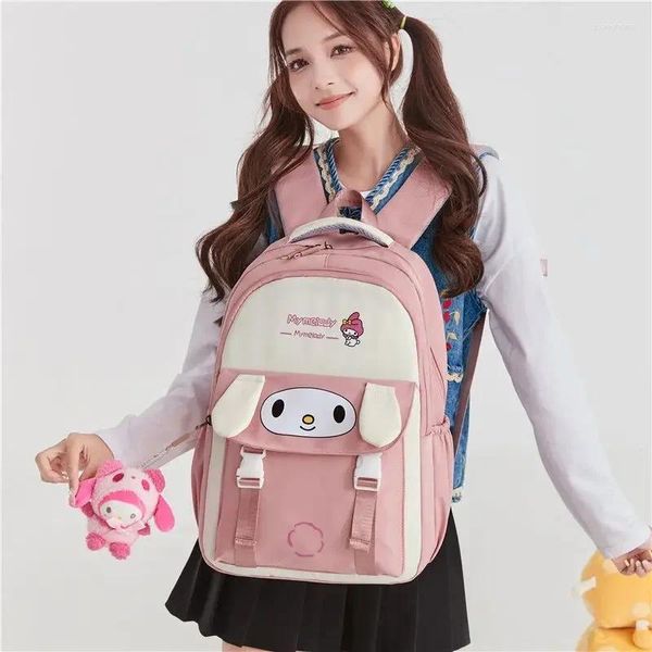 Sacs d'école Melody Cartable Femme Ins Style Mignon Coréen Dessin Animé Étudiant Léger Jade Suspendu Chien Grande Capacité Sac À Dos