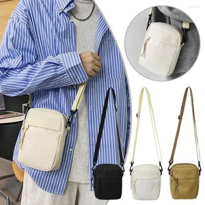 Bolsos escolares Bolso bandolera de lona informal para hombre | Bandolera pequeña con cremallera, bolso de hombro sencillo y elegante, coreano X8A8