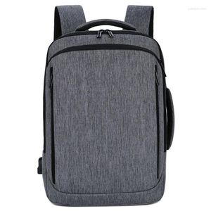 Mochilas escolares para hombre, mochila impermeable de tela Oxford, bolsa de ordenador multifuncional de doble uso, viaje de negocios USB