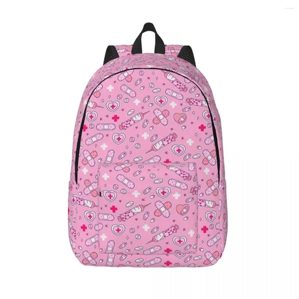 Bolsas escolares Menhera Needles Dos en la mochila rosa para el jardín de infantes para estudiantes de la primaria Bookbag Kids Daypack Ligero