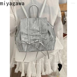 Sacs d'école MIYAGAWA pliée d'arc plié pour les sacs à dos doux de la femme 2024 coréens à la mode de grande capacité