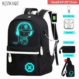 Sacs d'école Mjzkxqz Sac à dos étudiant Sac de charge USB lumineux pour adolescent garçon Anti-vol Sacs pour enfants Ordinateur portable 220926