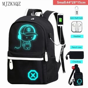 Schooltassen MJZKXQZ Student Backpack Lumineuze USB Charge Bag For Teenager Boy Anti-deft Children's Bags Laptop 220926