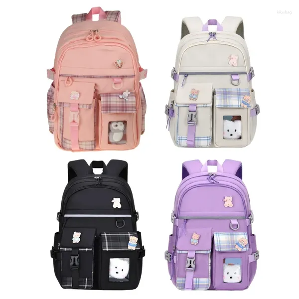 Sacs d'école Sac en nylon multi-poches Sac à dos de dessin animé pour étudiants enfants filles sac à livres décontracté cartable