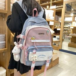 Schooltassen Meerlagige ontwerp Dames rugzak contrast kleurentas voor meisjes nylon waterdichte reis grote capaciteit opslag