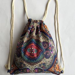 Sacs d'école National Boho Beach Femmes Toile Cordon Sac À Dos Vintage Étudiants Sac 230629