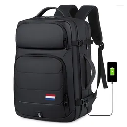 School Bags National Flag 40l uitbreidbare rugzakken USB -laadpoort 17 inch Laptop Waterdichte multifunctionele zakelijke reistas