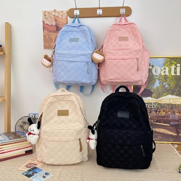 Sacs d'école Sac à dos en nylon de grande capacité Femmes mignonnes Multi-poches Ins Junior High Student Sac Femme Fille Mochila