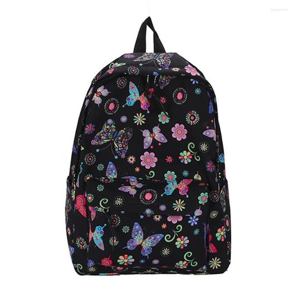 Sacs d'école en nylon décontracté livre papillons imprimer sacs de voyage grande capacité mignon mode Simple Floral pour le Camping en plein air