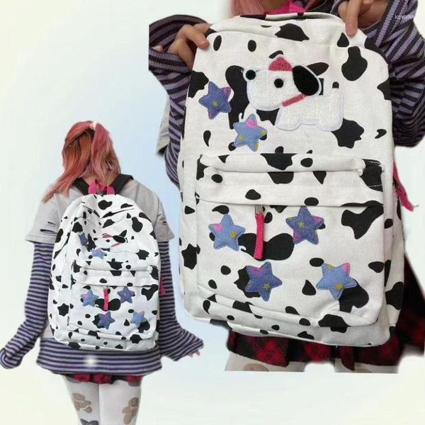Bolsas escolares mochilas impermeables mochilas colegio colegio mochila de patrón de leche para chicas adolescentes lindo bookbag de viajes casuales