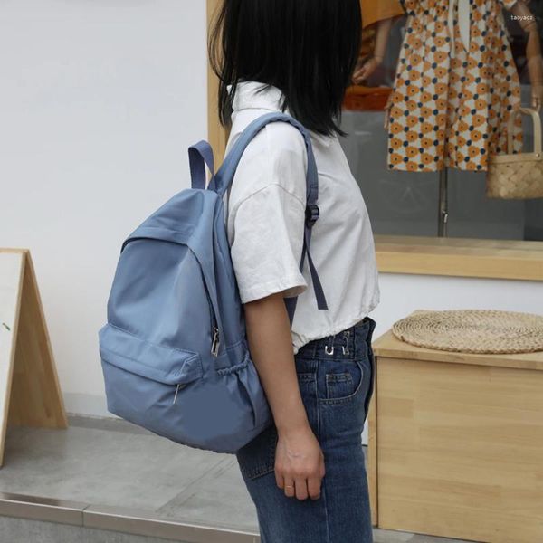 Mochilas escolares de nailon para mujer, morral estilo preppy para niñas y estudiantes, Color sólido, Mochila bonita, Mochila para niños