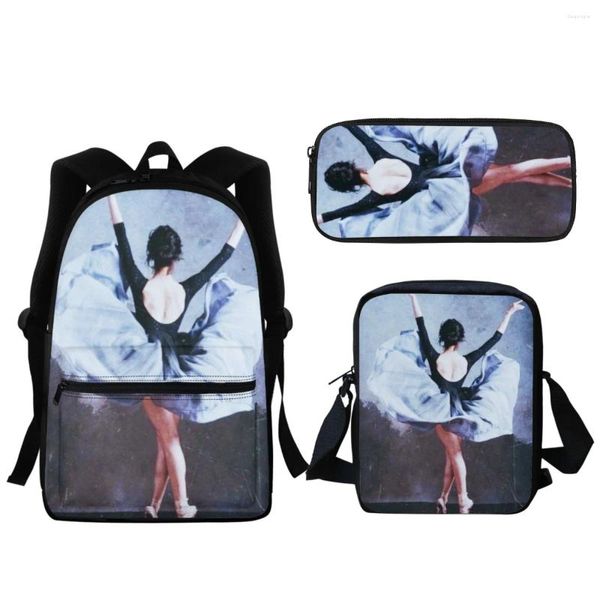 Bolsas escolares pintura al óleo ballet estampado mochila mochila gran capacidad para niños niñas de regreso a las bolsas de libros bolsas escolares regalo estudiante de arte