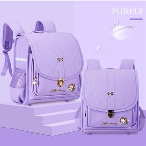 Sacs d'école Sac à dos orthopédique pour enfants, sac d'école japonais Randoseru, sac à dos léger de grande capacité pour filles, imperméable en PU pour bébé Mochila Infan284Z