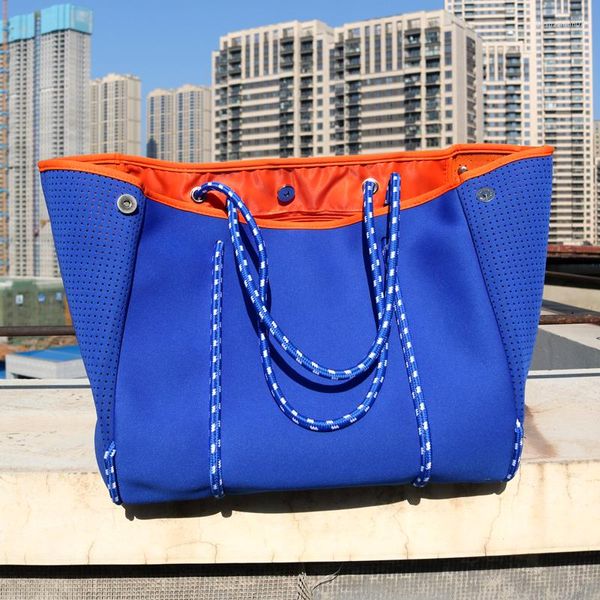 Bolsos escolares Personalidad Tela de buceo de lujo Neopreno Transpirable Bolso de mujer Moda Bolso de mano de alta capacidad Bolso de hombro con asa superior