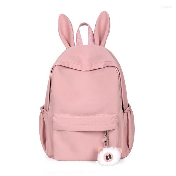 Sacs d'école couleur rose sac adolescent pour filles sac à dos femmes cartables moyen étudiant cartable grandes oreilles noires sac à dos en Nylon