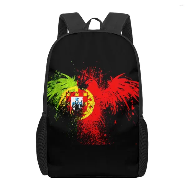 Sacs d'école Portugal Flag 2024 Fashion Print Backpacks for Teenage Boys Girls Schoolbag Book Bag Kids Multifonctional Backpack