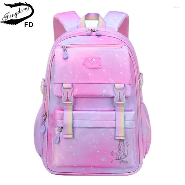 Sacs d'école sac à dos primaire pour les filles Pink Purple Bookbag Sac Étudiant Sac Kids Gift épaule étanche