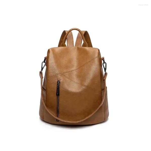 Sacs d'école Pu Leather Femmes sac à dos décontracté élégant multi-poche filles filles étudiantes voyageur de voyage