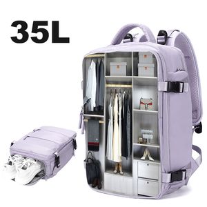 Sacs d'école Sac à dos violet Sac de voyage multifonctionnel Big Capactiy Sac à dos Sacs à bandoulière pour femmes avec chaussures indépendantes Sac à dos de poche 230729