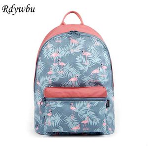 Schooltassen rdywbu Koreaanse 3d flamingo cartoon afdrukken rugzak stiksel bloemen casual dagelijkse reistas tieners mochila h141 230818