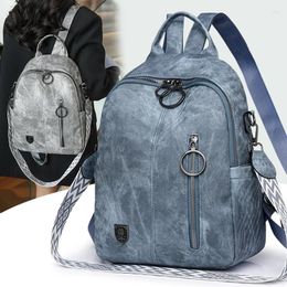 Sacs d'école Retro en cuir souple sac à dos Bag féminin 2024 Fashion à grande capacité Multi-usage Volvy Travel Book