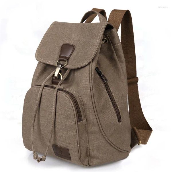 Bolsas escolares Retro de moda para niñas Cubierta de lona al aire libre Mochila de cadena Bolsa de viaje de moda para mujeres