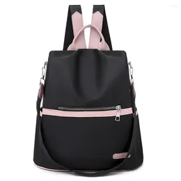 Mochilas escolares Retro Mulheres Oxford Pano Hit Color Anti-roubo Mochilas Ombro Crossbody Bag