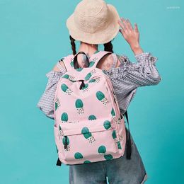 Bolsas escolares Venta de mochila impresa Cactus Femenina Junior High Student Bag Korean Gran capacidad Leisure 2024
