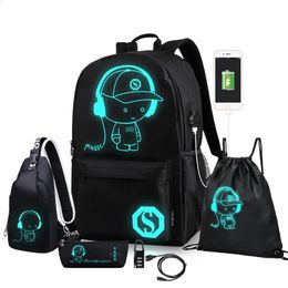 Sacs d'école Sac à dos d'école pour garçon filles Anime dessin animé lumineux sacs pour enfants antivol Bookbag sac à dos épaule sac à dos sac pour ordinateur portable 231214