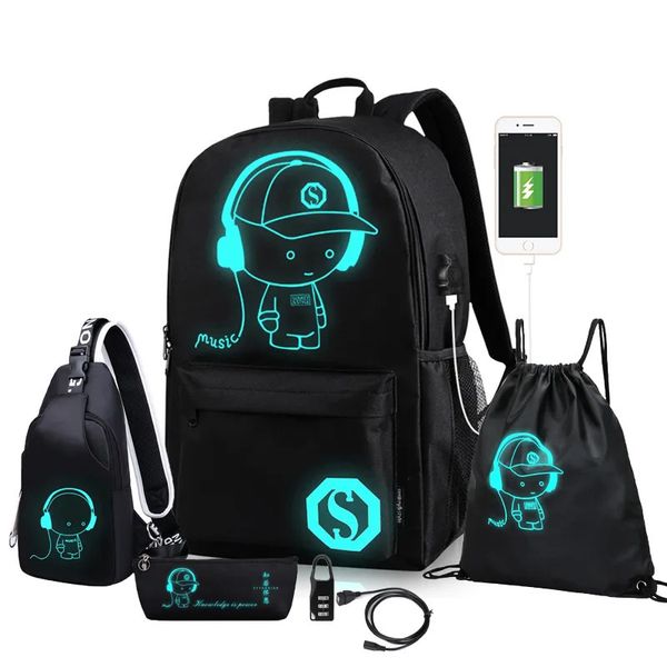 Sacs d'école Sac à dos d'école pour garçon filles Anime dessin animé lumineux sacs pour enfants antivol Bookbag sac à dos épaule sac à dos sac pour ordinateur portable 231016