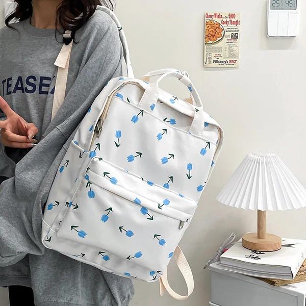 Sacs d'école cartable femme primaire frais étudiant sac à dos collège Style tulipe impression livre sac