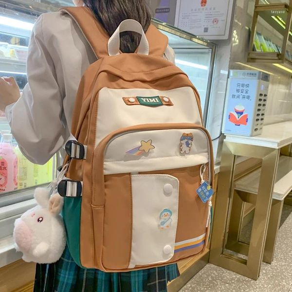 Bolsas escolares Schoolbag Girl Pupil Lovely Light Color Bump Mochila Alta Capacidad Junior