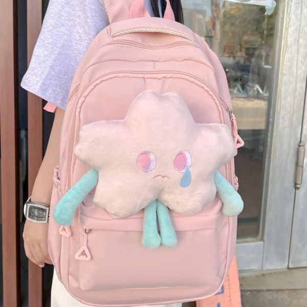 Sacs d'école cartable filles sac à dos pour les étudiants du milieu avec des étoiles en peluche mignonnes adolescents usage quotidien ordinateur portable 230729