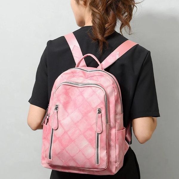 Sacs d'école SCOFY Fashion Soft Pu Leather antift Small Small Cute Backpack Geometric Minimalist Casual Daypack Bookbag pour le travail de voyage