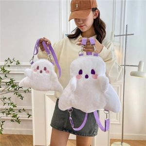 Sacs d'école Vente 2024 Sac à dos de poupée fantôme Fille Creative Halloween Sac en peluche Mignon Épaule Bandoulière Mini Sac à dos