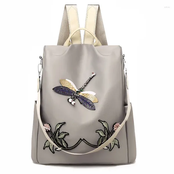 Sacs scolaires vendant un sac à dos en tissu oxford pour les femmes de la mode de mode Dragonfly anti-vol Multifonctionnel Sac de voyage