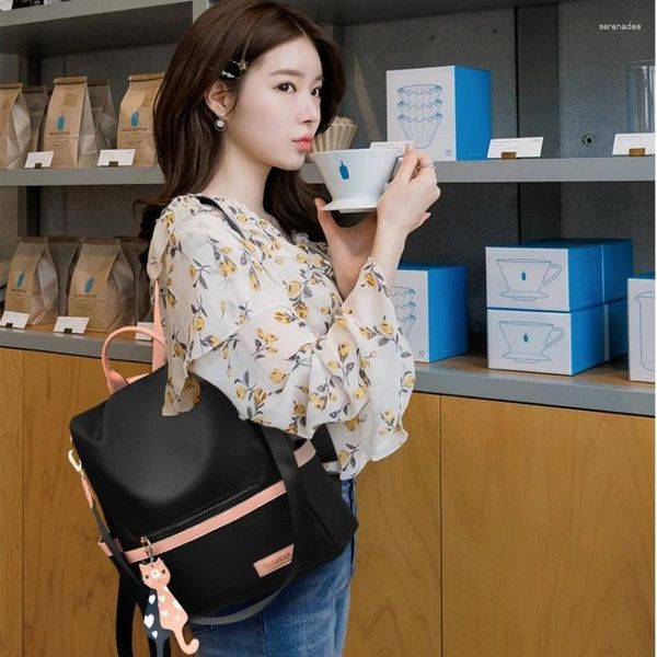 Sacs d'école sac à bandoulière pour femmes 2023 tendance coréenne toile Oxford tissu grande capacité étudiant sac à dos noir