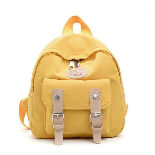 Mochilas escolares Simple Color sólido Nylon bolsa hombro Casual moda bebé niños niño niña mochila