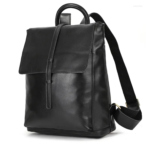 Sacs d'école à peau douce Men Sac à dos en cuir à la mode pour mâle femelle quotidienne à paquet anti-vol Knapsack Girl Boy