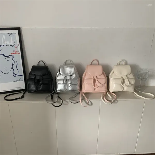 Mochilas escolares de Corea del Sur, mochilas veganas de cuero PU para mujer, mochila sencilla de gran capacidad a la moda, bolso versátil Vintage para estudiantes y niñas