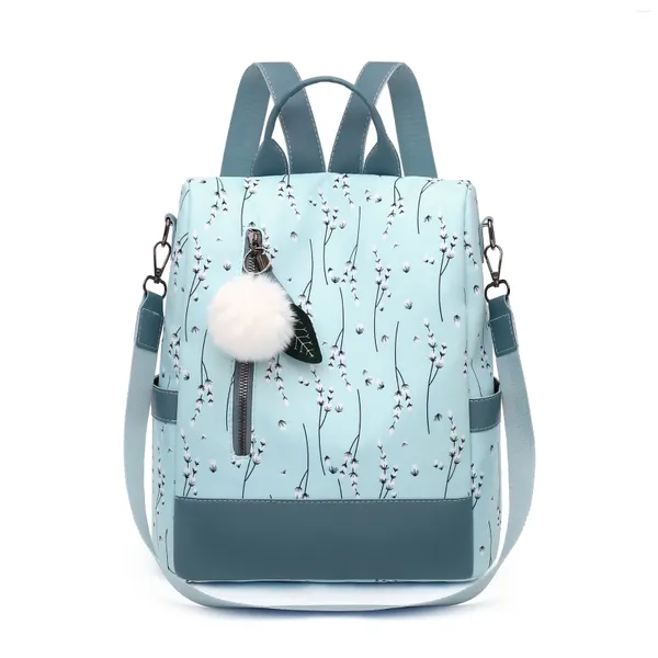 Bolsas escolares Primavera Estilo chino Damas Negro Azul Mochila Oxford College Print Women Bag Pack