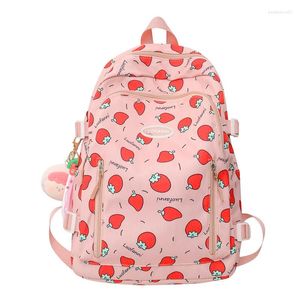 Sacs d'école fraise imprimer Kawaii filles sac à dos cartable fruits Bookbag étanche pour adolescent Nylon mignon femmes Mochila épaule sac à dos