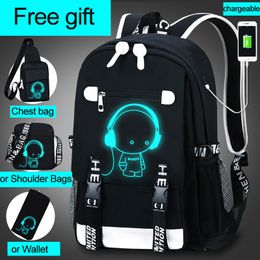 Sacs d'école étudiant sac à dos d'école 3D animation lumineuse USB charge sac d'école pour adolescent garçon anti-vol sac à dos pour enfants cartables 230703