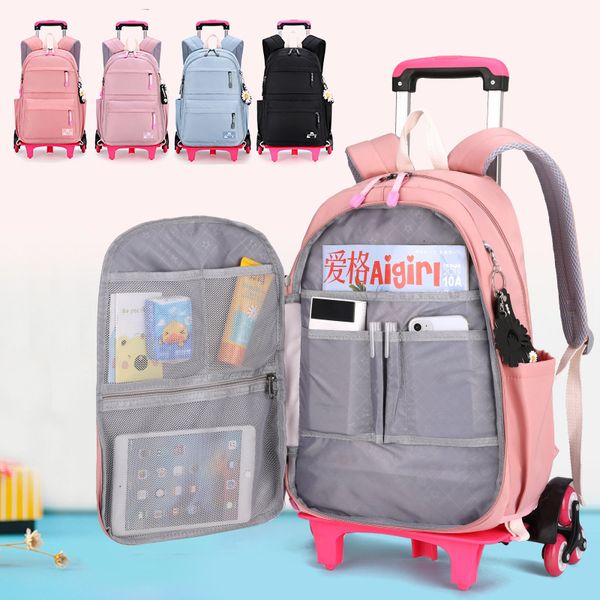 Sacs d'école Étudiant Sac d'école Roulant Sac à dos enfants Trolley sac fille école sac à dos Multifonctionnel enfant étanche sac à dos roues 230703