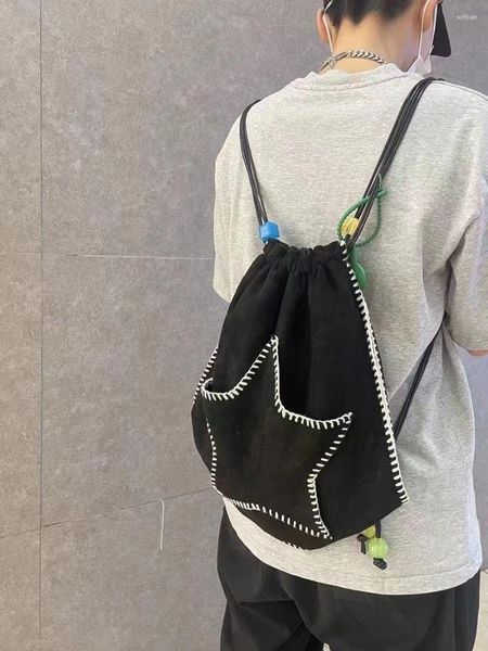 Sacs d'école Cartables d'étudiant Y2K femmes décontracté Kawaii livre sac à dos étoile noir épaule loisirs sac à bandoulière enfants voyage filles dames