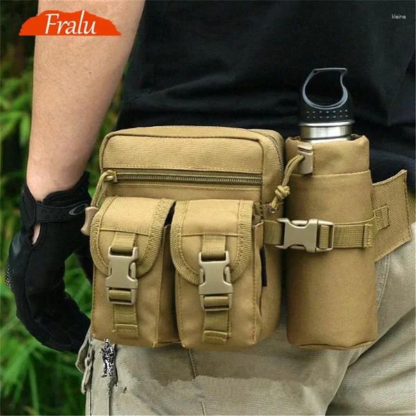 Bolsas escolares de hombres tácticos paquete de cintura nylon senderismo botella de agua bolsillo bolsillo de deportes al aire libre caza militar escalada bolso de cinturón de campamento