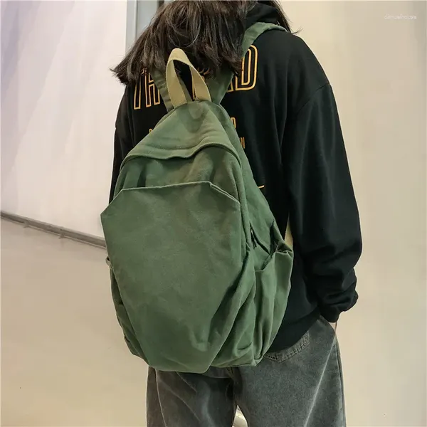 Bolsas escolares Adolescente Estilo coreano Moda rápida Mochila de algodón 2023 Estudiante Casual Tide High Street Canvas Tela Libro Diario Daypack