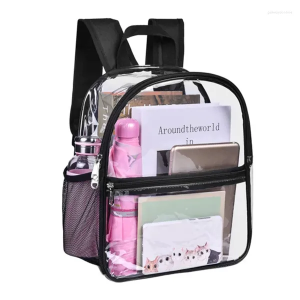 Sacs d'école Sac à dos transparent Femmes Girls Meuve Sac Imperpose PVC BACKPACKE