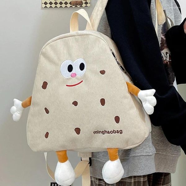 Sacs d'école à la mode dessin animé Cookie sac à dos velours côtelé cartable pour femmes filles épaule sac élégant drôle léger Bookbag